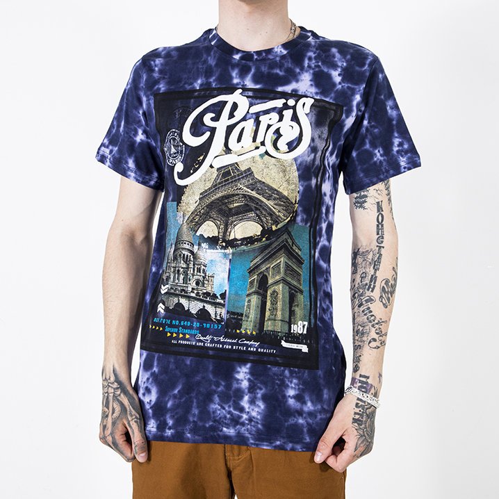 Pánske fialové bavlnené tričko s potlačou - Oblečenie