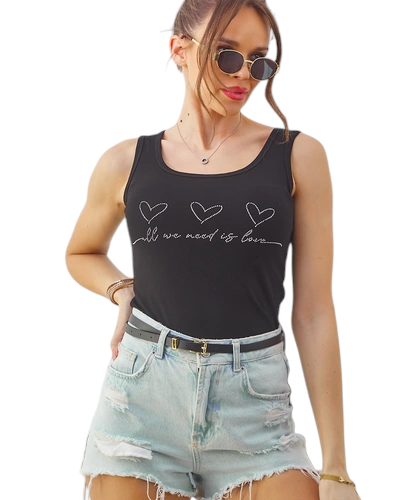 Royalfashion Dámsky bavlnený top s kamienkami