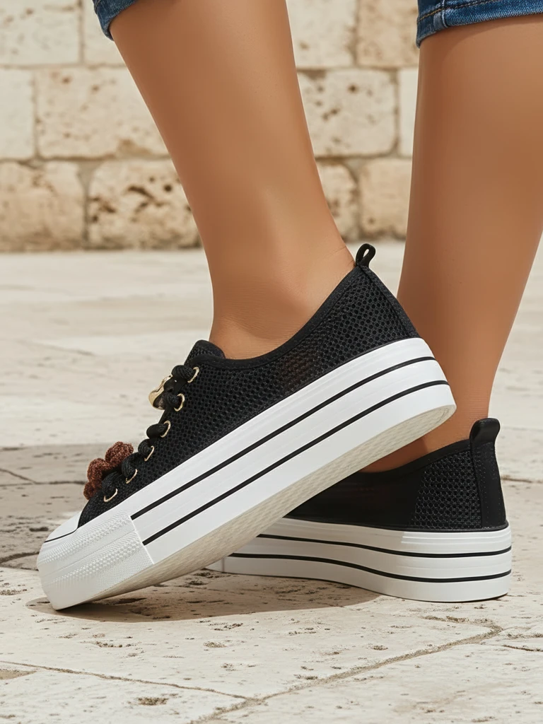 Royalfashion Dámske perforované tenisky s dekoráciami Osdo