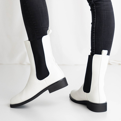 Dámske biele čižmy so štvorcovou špičkou Pyroqe - Obuv