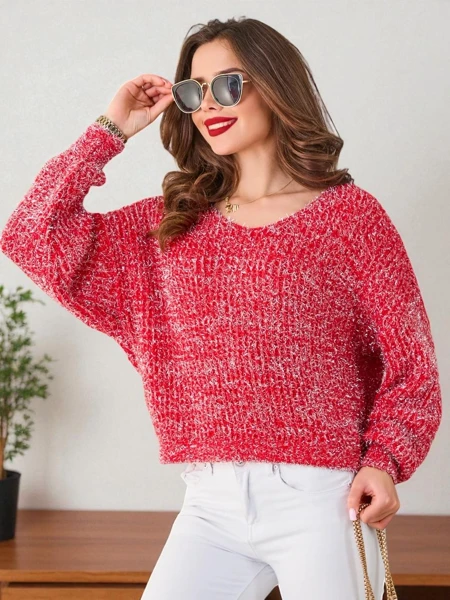 Royalfashion Dámsky sveter s lesklou niťou