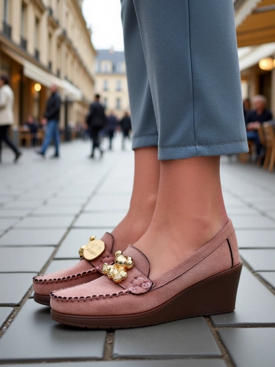 Royalfashion Dámske mokasíny na nízkom klinovom podpätku Mollan