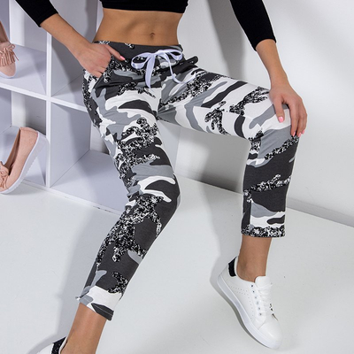 Šedé dámske maskáčové nohavice - Oblečenie