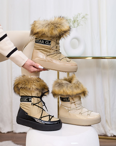 Royalfashion Svetlohnedé slip-on čižmy a'la snow boots for women Gomllo