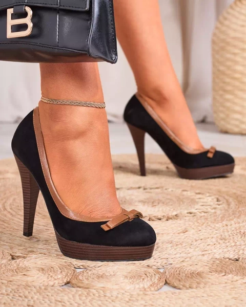 Čierne dámske lodičky na vysokom podpätku Zistin- Obuv