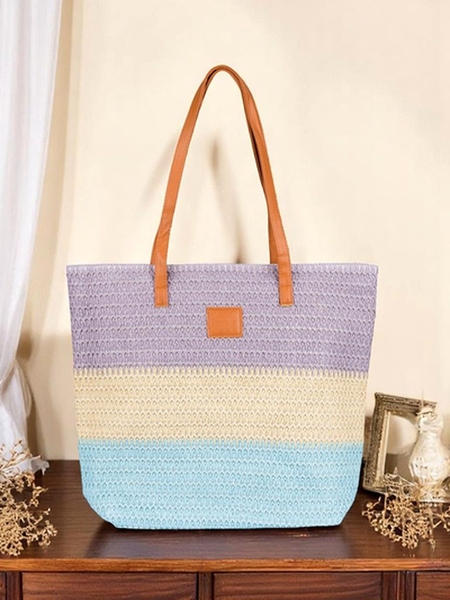 Royalfashion Veľká dámska slamená taška so širokými pruhmi