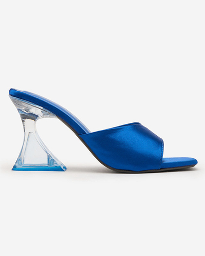 OUTLET Royalfashion Kobaltové dámske žabky s priehľadným podpätkom Cokkos