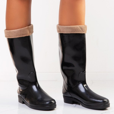 Czarne wysokie kalosze z ociepleniem Nuvola - Obuwie
