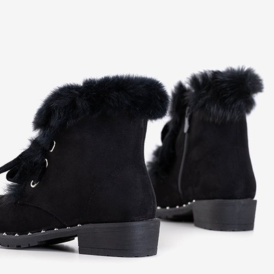 Čierne dámske pracovníčky s kožušinou Minuf - Obuv