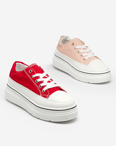 Červené dámske tenisky na platforme Veritar - Obuv