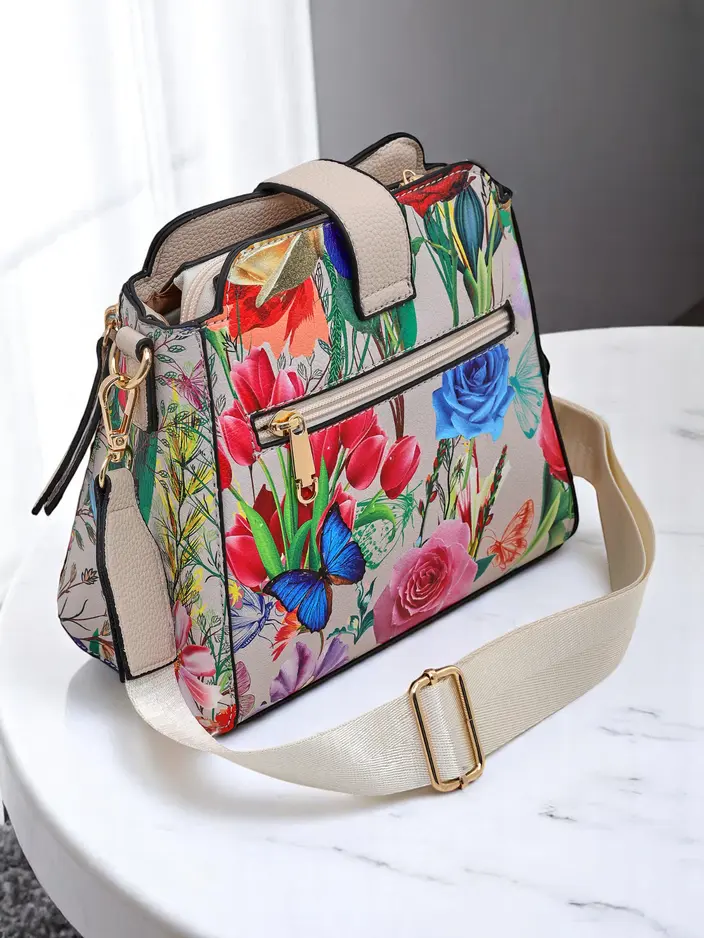 Royalfashion Malá kvetinová dámska kabelka vyrobená z ekologickej kože