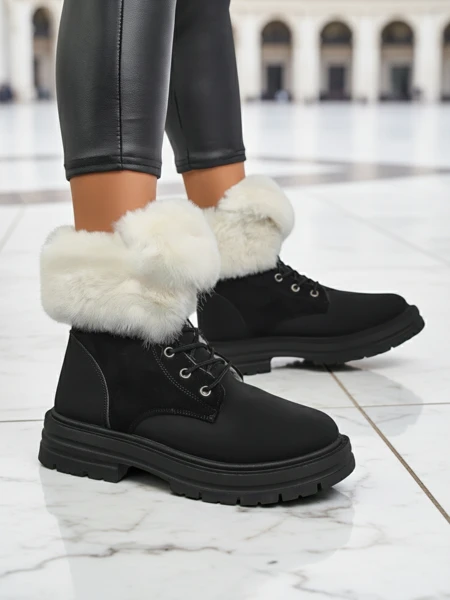 Royalfashion Dámske členkové topánky s kožúškom Nasaha