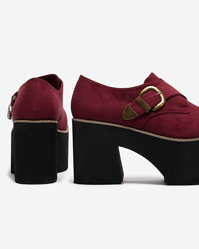 Bordové dámske poltopánky na vysokom podpätku Kiacca- Obuv