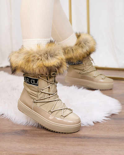 Royalfashion Svetlohnedé slip-on čižmy a'la snow boots for women Gomllo