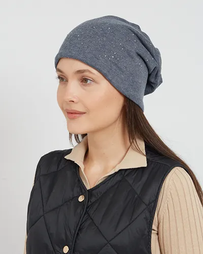 Royalfashion Ženský teplý klobúk so zirkónmi