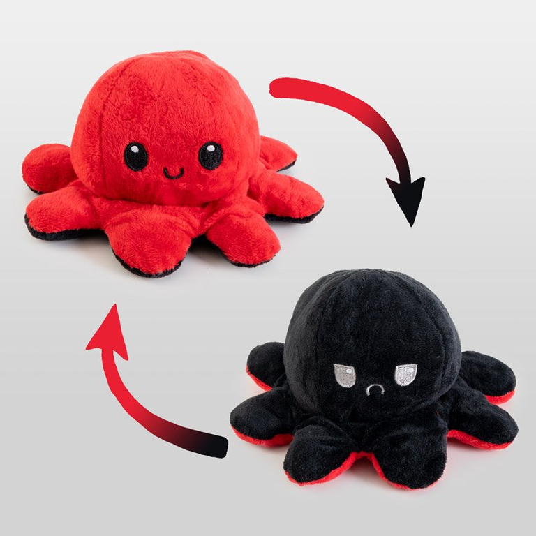 Červená a čierna plyšová chobotnica - Hračky