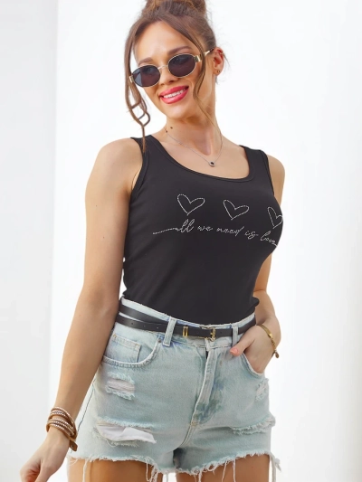 Royalfashion Dámsky bavlnený top s kamienkami