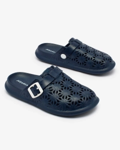 Royalfashion Navy blue openwork dámske šľapky Fuslli