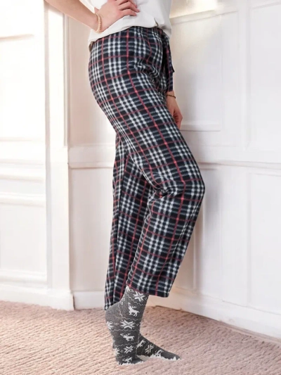 Royalfashion Bavlnené Vianočné Dámske Pyžamo Kockované Nohavice