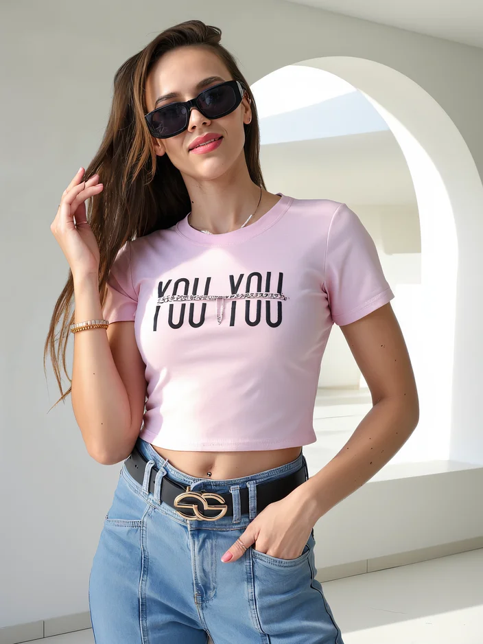 Royalfashion Dámsky bavlnený crop top s nápisom