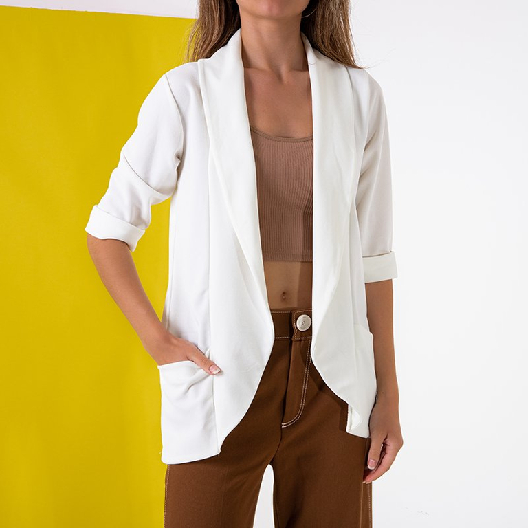 Dámsky biely pelerína bez zapínania - Oblečenie