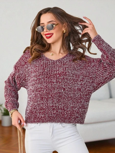 Royalfashion Dámsky sveter s lesklou niťou