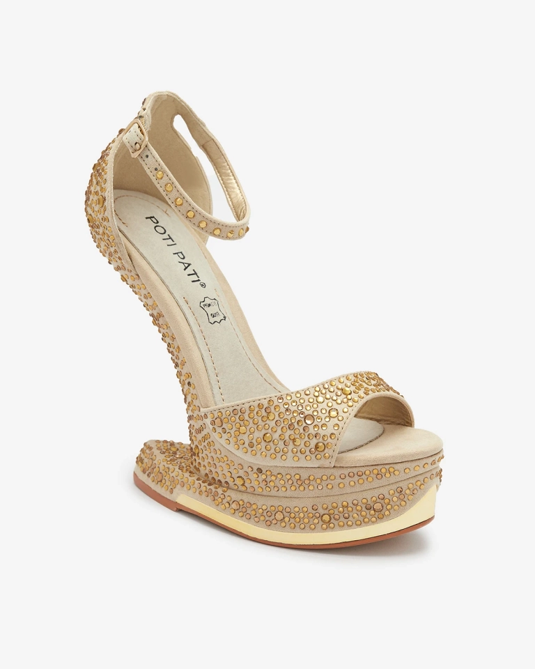 Zlaté dámske lodičky so zirkónmi Elenki - Obuv