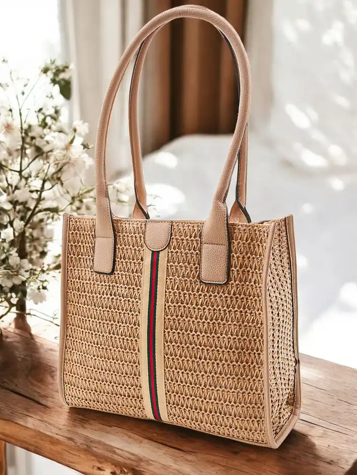 Royalfashion Veľká dámska letná kabelka z trávy