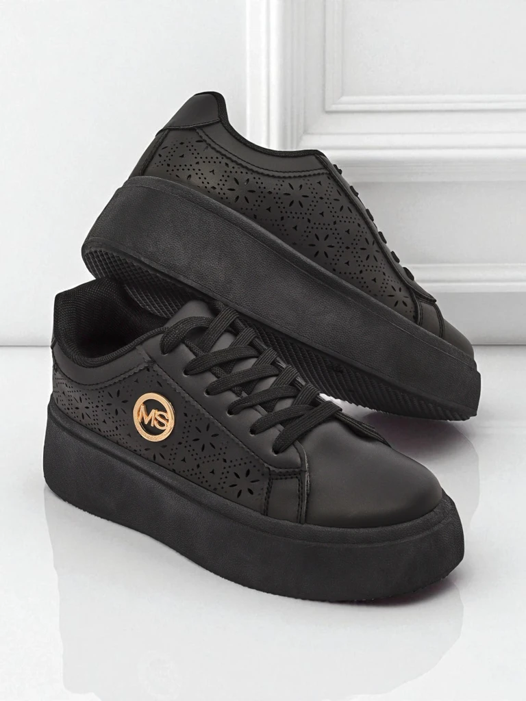 Ženske superge platforma Perseida Royalfashion črne eko usnje