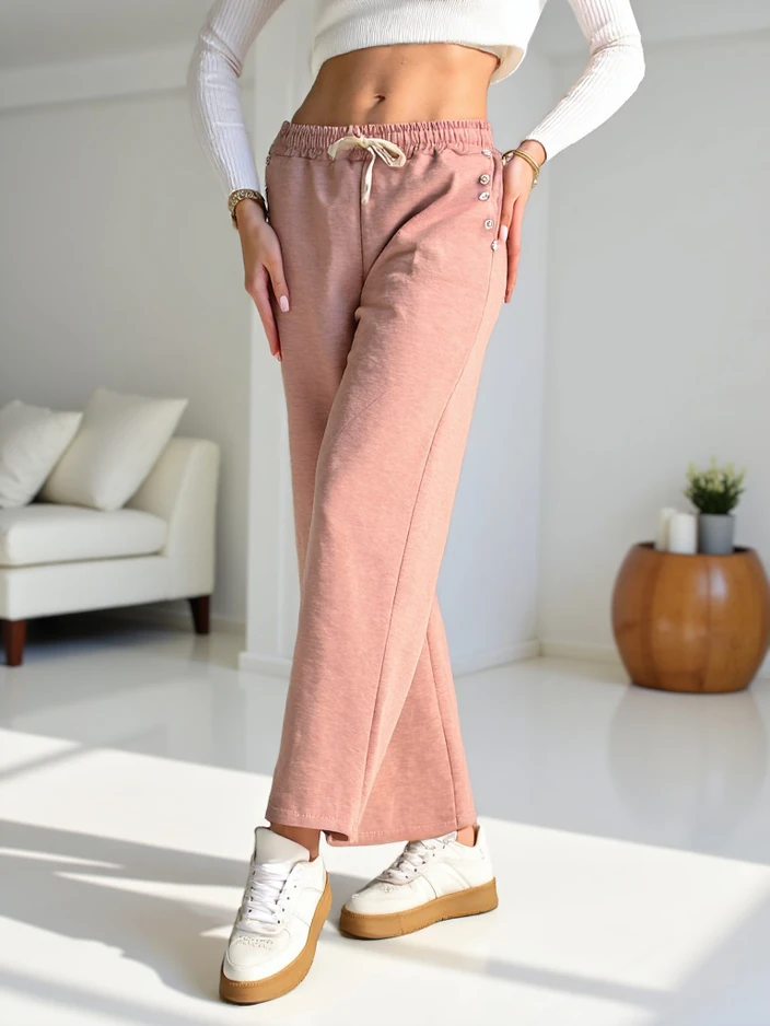 Royalfashion Dámske široké športové nohavice s rhinestones