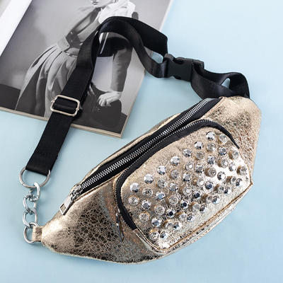 Zlatá dámska ľadvinka s kubickými zirkónmi - Kabelky