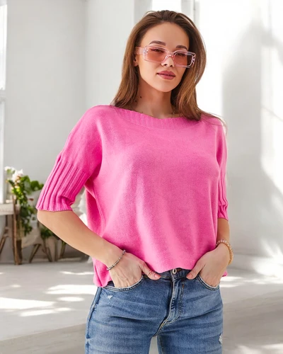 Royalfashion Dámsky viskózový sveter s krátkymi rukávmi