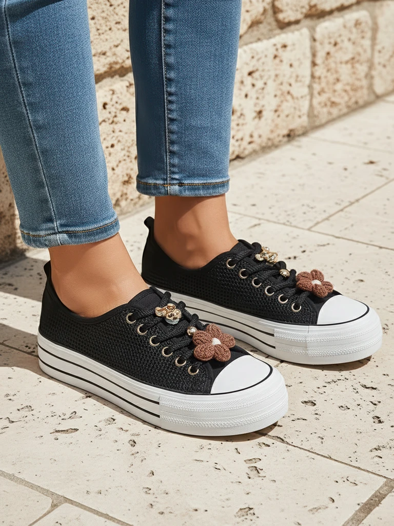 Royalfashion Dámske perforované tenisky s dekoráciami Osdo