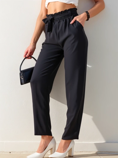 Royalfashion Jednoduché dámske látkové nohavice s opaskom