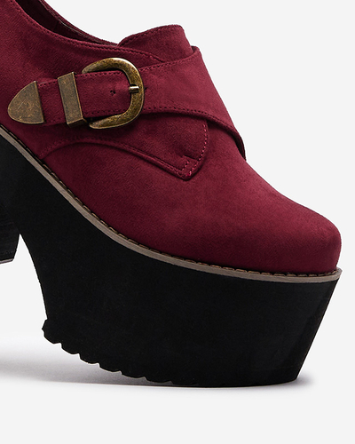 Bordové dámske poltopánky na vysokom podpätku Kiacca- Obuv