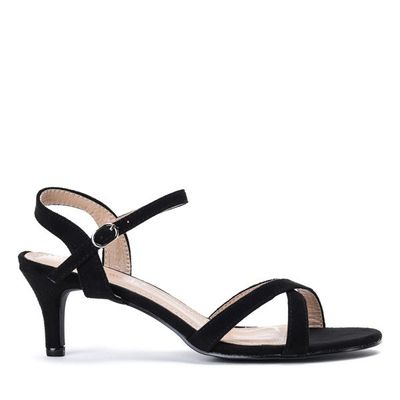 Czarne sandały na niskiej szpilce Severina - Obuwie