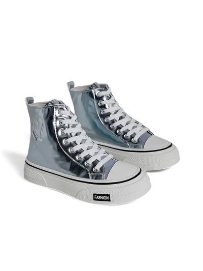 Royalfashion Vysoké dámske tenisky srdce Strieborné srdce