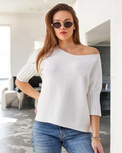 Royalfashion Dámsky viskózový sveter s krátkymi rukávmi