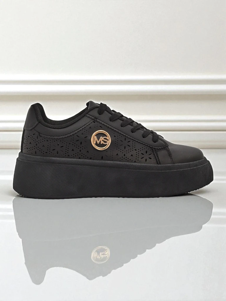 Ženske superge platforma Perseida Royalfashion črne eko usnje