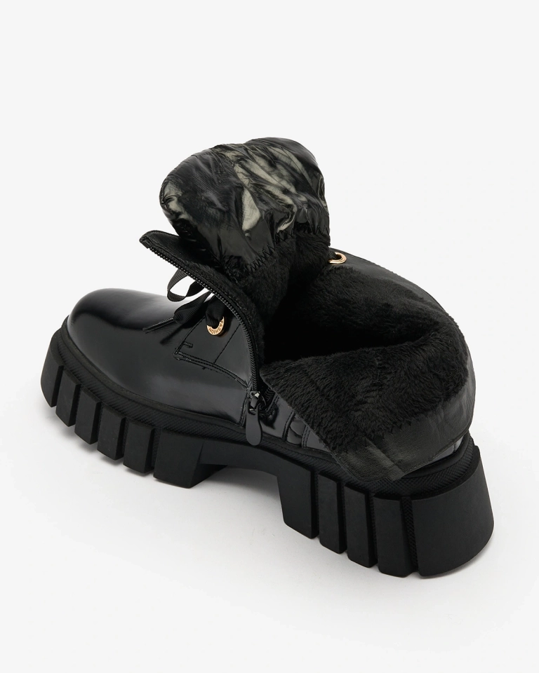 Royalfashion Prešívané dámske čierne čižmy Alefro