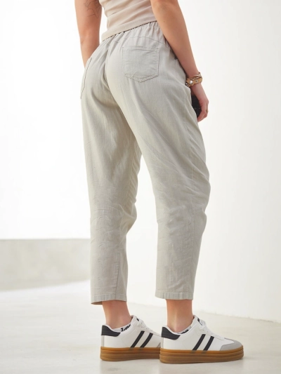 Kráľovská móda Bavlnené rovné nohavice pre ženy s opaskom v páse