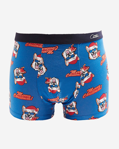 Royalfashion Modré pánske vianočné boxerky