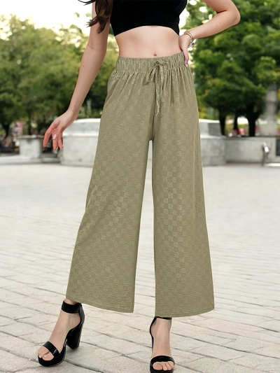 Royalfashion Dámske široké kockované nohavice