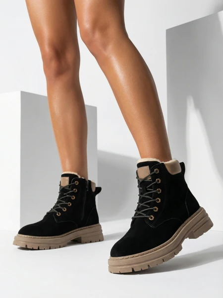 Royalfashion Čierno-hnedé dámske zateplené trapperské čižmy Radoras