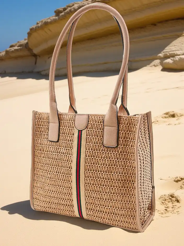 Royalfashion Veľká dámska letná kabelka z trávy