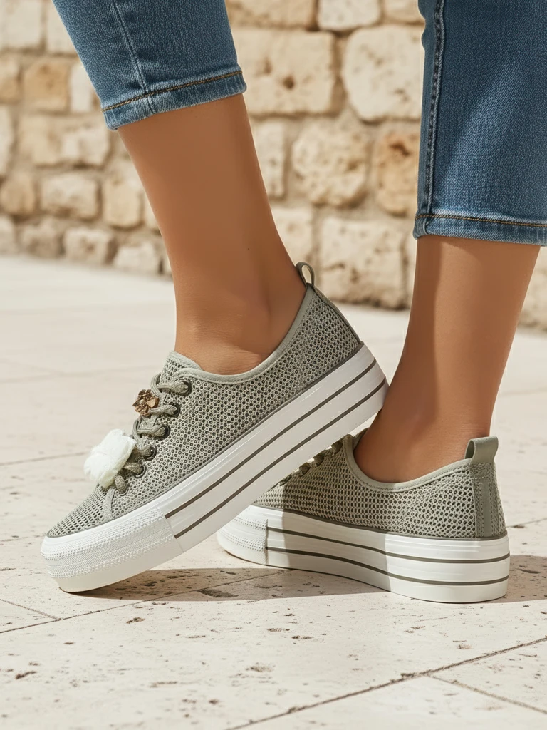 Royalfashion Dámske perforované tenisky s dekoráciami Osdo