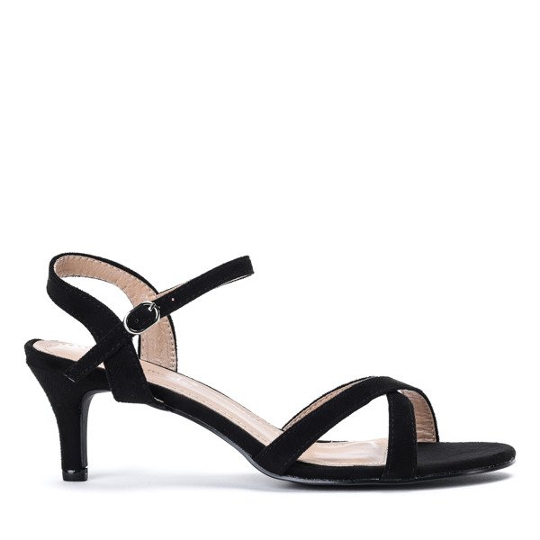 Czarne sandały na niskiej szpilce Severina - Obuwie