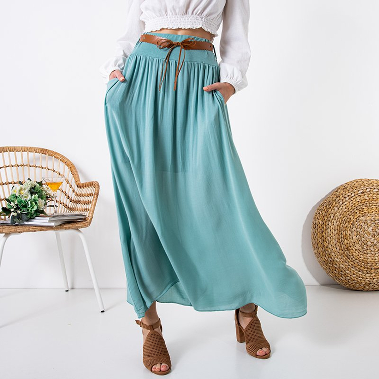Dámska maxi sukňa z mäty - Oblečenie