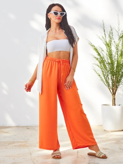 Royalfashion Široké dámske nohavice s elastickým pásom