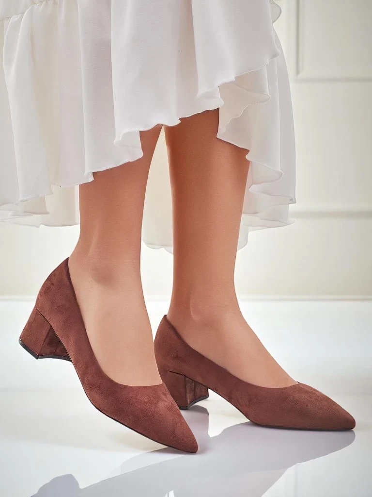 Aurelia Classico – Rjavi ženski salonarji iz semiša s peto 4,5 cm